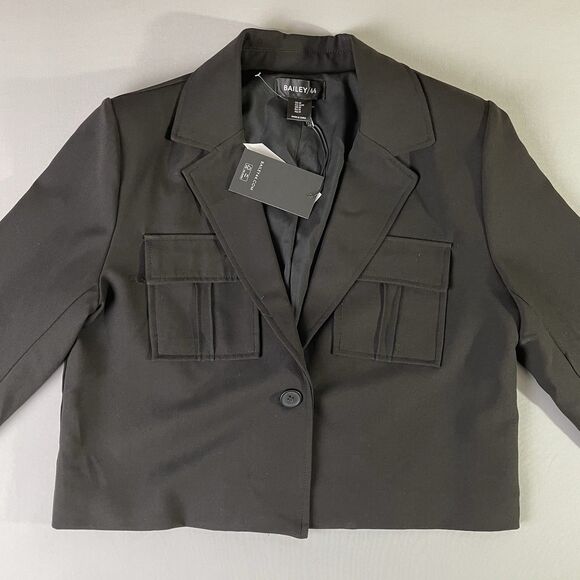 Bailey44 Short Jacket Blazer Women's M Black Dark Academia GirlBoss New - Picture 3 of 11